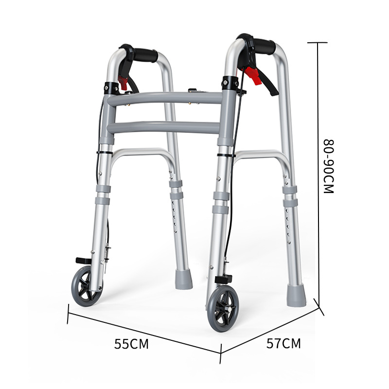 Muletas de aleación de aluminio para personas mayores, andador plegable de rehabilitación para mujeres embarazadas, con ruedas, cojín de asiento y freno.