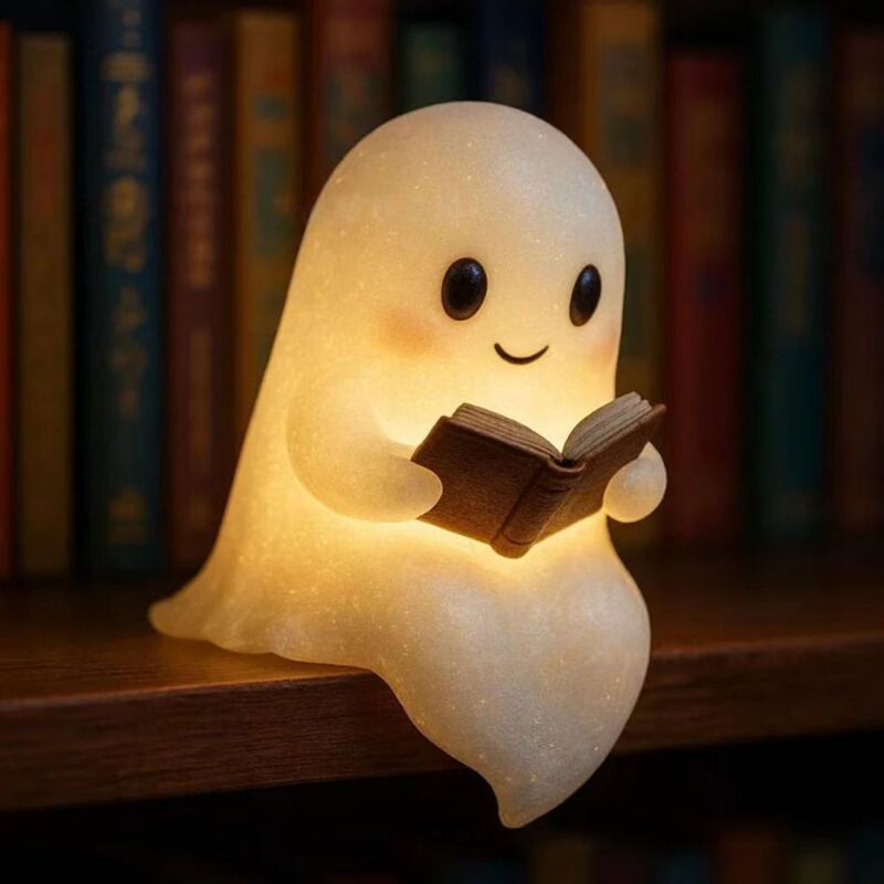 Cute Ghost Reading Book Lamp可爱的幽灵阅读万圣节幽灵夜灯|undefined