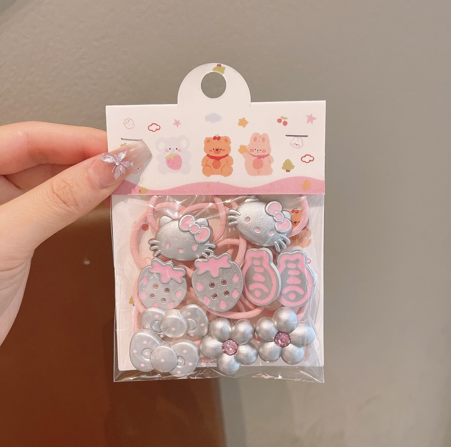 Anillo de pelo de pulgar de dibujos animados para niños, cabello para bebés, cabello para bebés, banda de pelo de alta elasticidad coreana