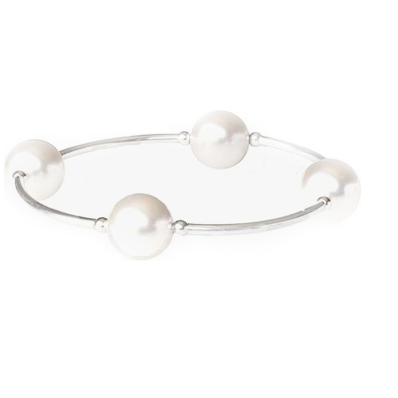 Cross-Border New 10mm Gold Bent Pearl Bracelet Elegant and Fashionable Bracelet Simple Elastic Bracelet Amazon