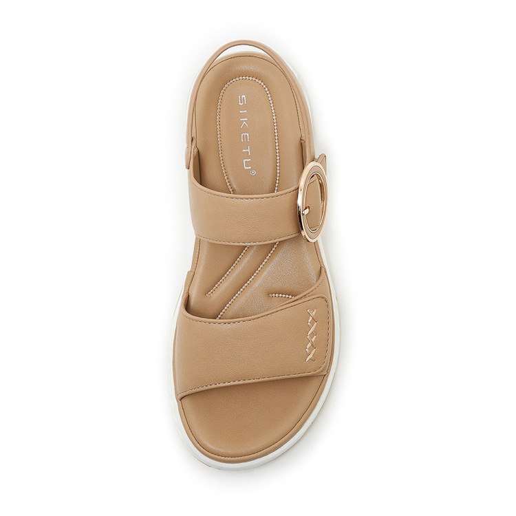 Sandal nữ đế dày khóa kim loại mềm chống trượt — màu đen, màu nâu nhạt, màu mơ chi tiết 27