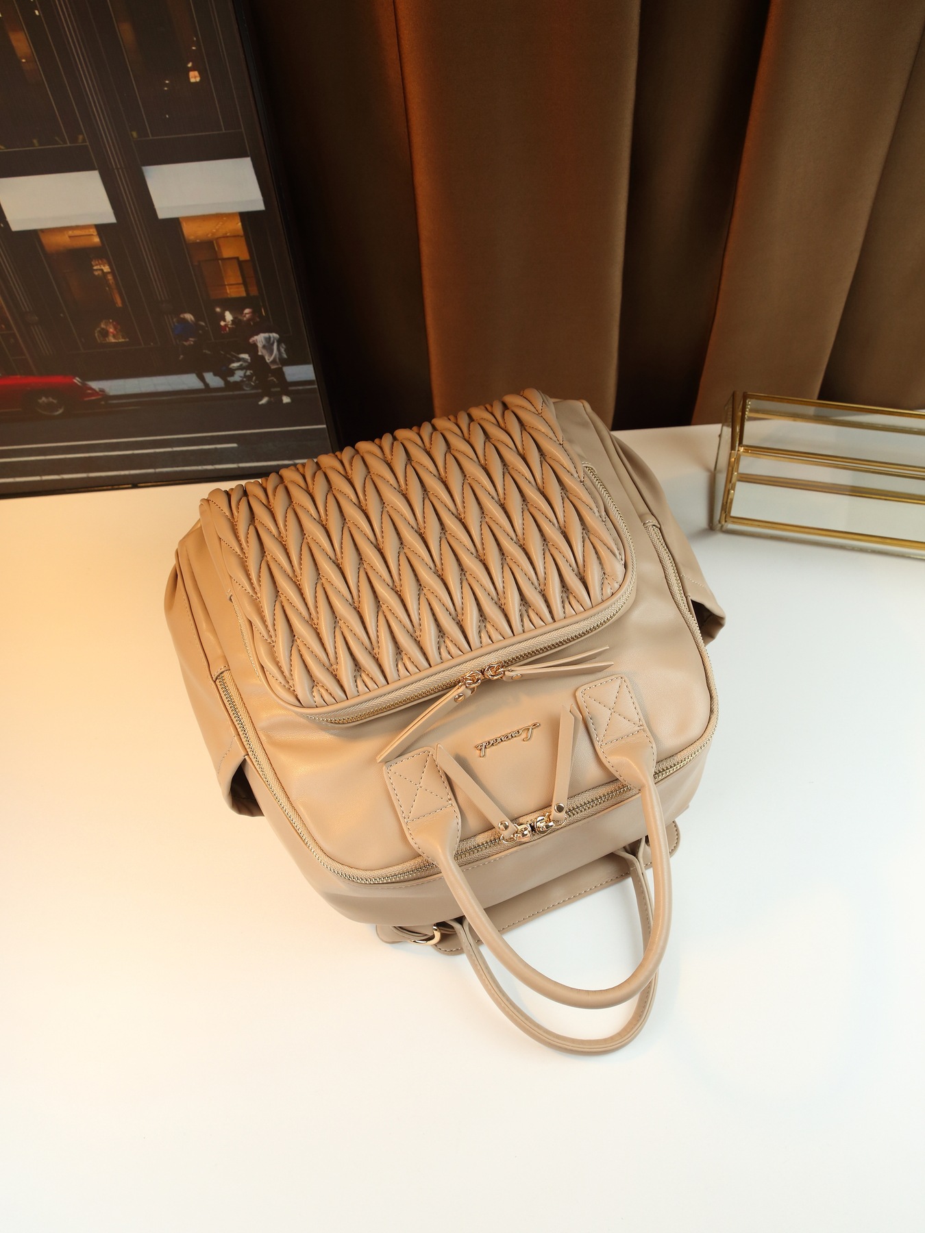 Retro-Rucksack im einfarbigen, gewebten Design – vielseitige, lässige Reise- und Wickeltasche für Damen_voghion.com