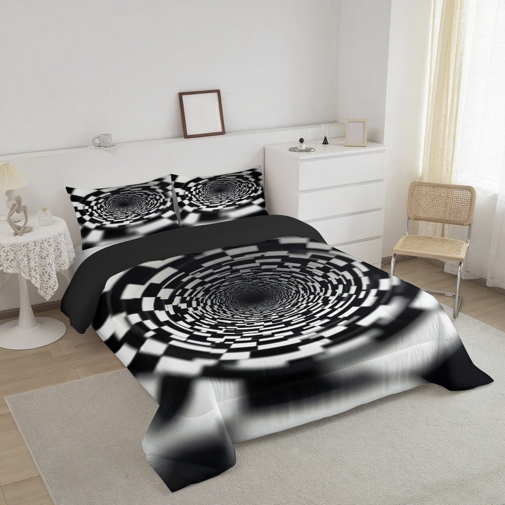 TEMU / JIT moderno abstracto perilla arte 3D impresión digital 180gms conjunto de edredón para diseñar se puede ajustar