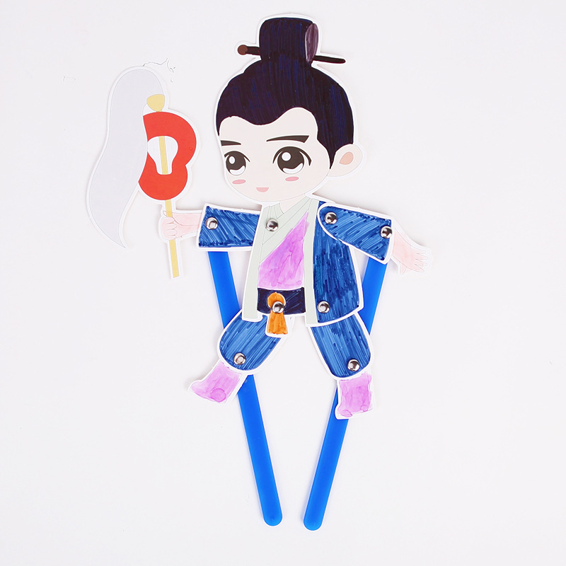 Juego de sombras Diy hecho a mano Viaje al oeste Personajes Puzzle para niños Paquete de material de pintura Jardín de infantes Juguetes de ensamblaje creativo