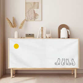 简约柜子遮挡杂物帘橱柜防尘遮丑帘书架货架桌下魔术贴滑轨拉布帘