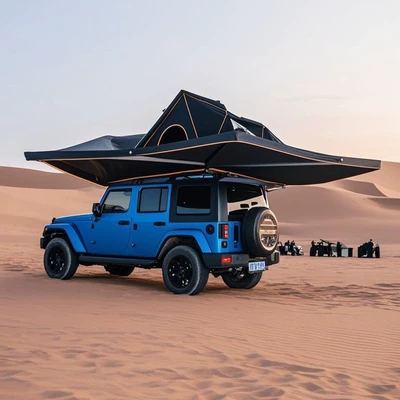 Avtomobil yan çətirləri | Black-Coated Aluminum Alloy Camping Car
