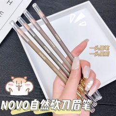 NOVO Wooden Hard Core Dual-Ended Eyebrow Pencil, Waterproof, Sweatproof, Non-Fading, Well-Defined, Pencil Style, Sharpenable, Duckbill Flat Tip