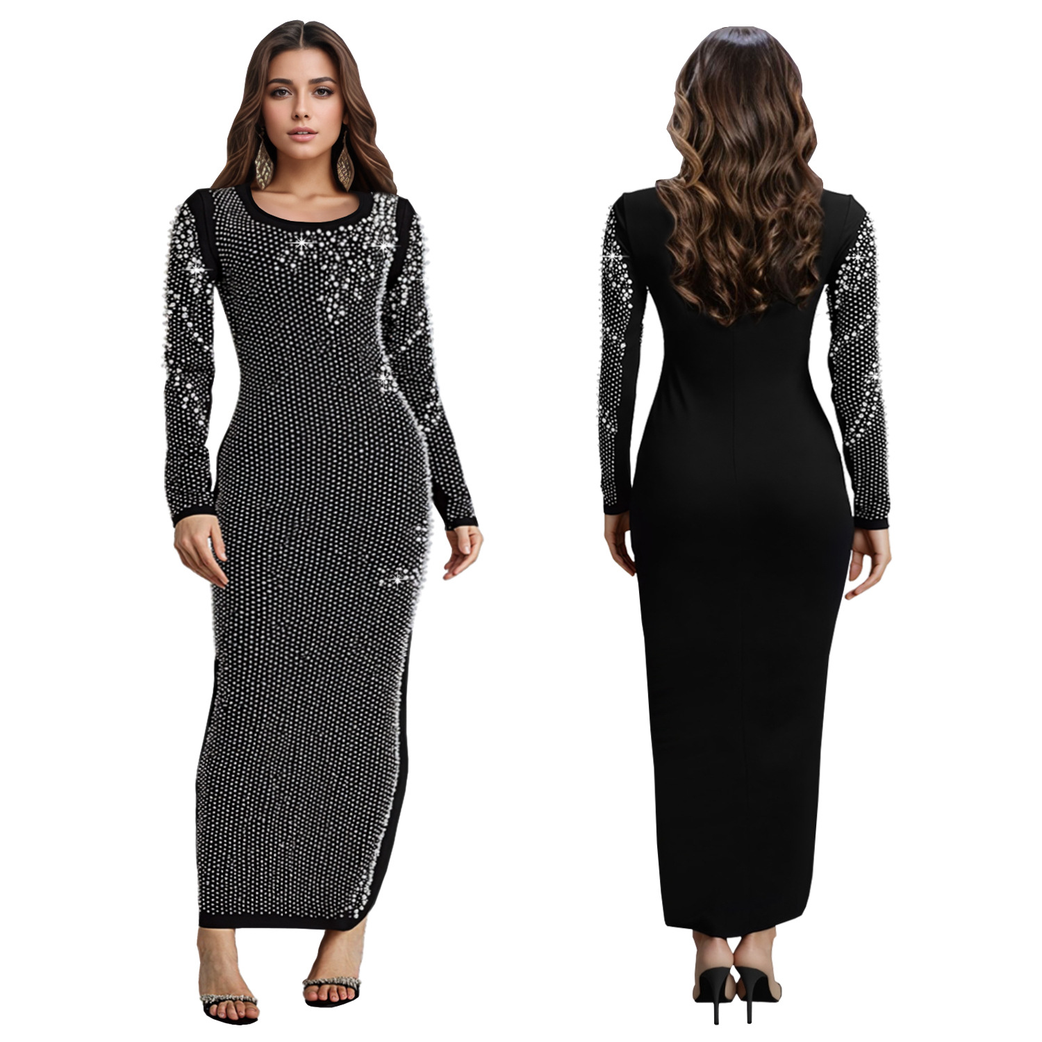 C7417 Cross-border AliExpress Amazon Moda europea y americana Bolso de mujer Brazo Slim Hot Diamond Bolso Vestido elegante con cuentas