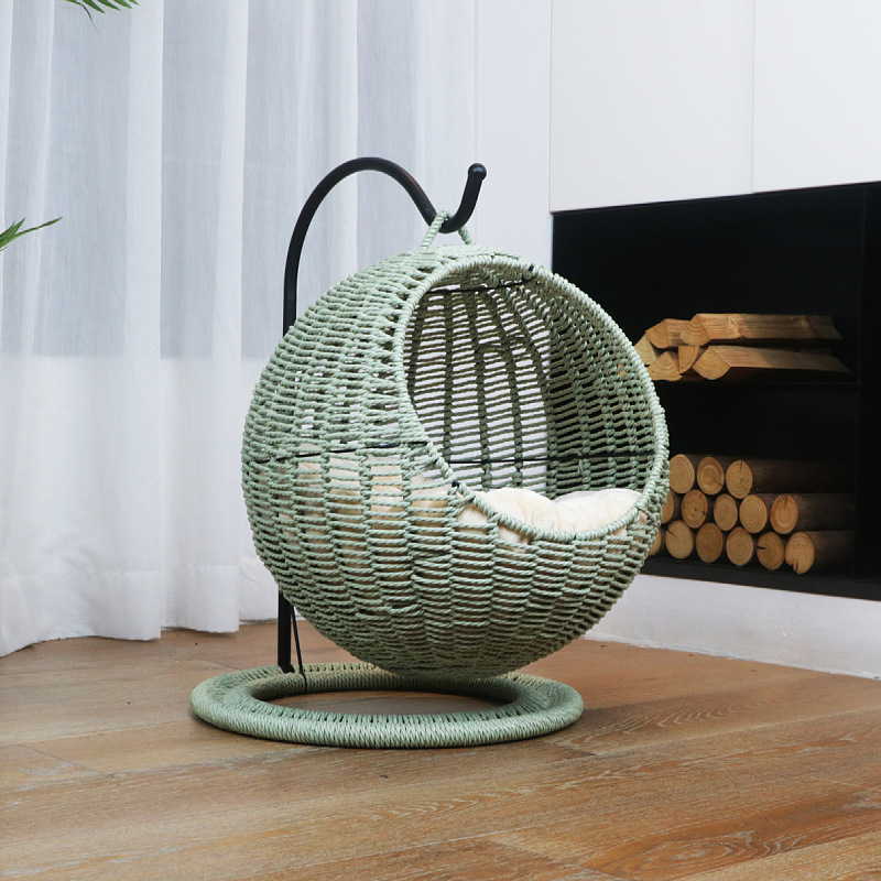 Nido de gatos en línea lavable semicerrado para mascotas Nido de gatos generales en invierno caliente tela de caña Cesta colgante de gato