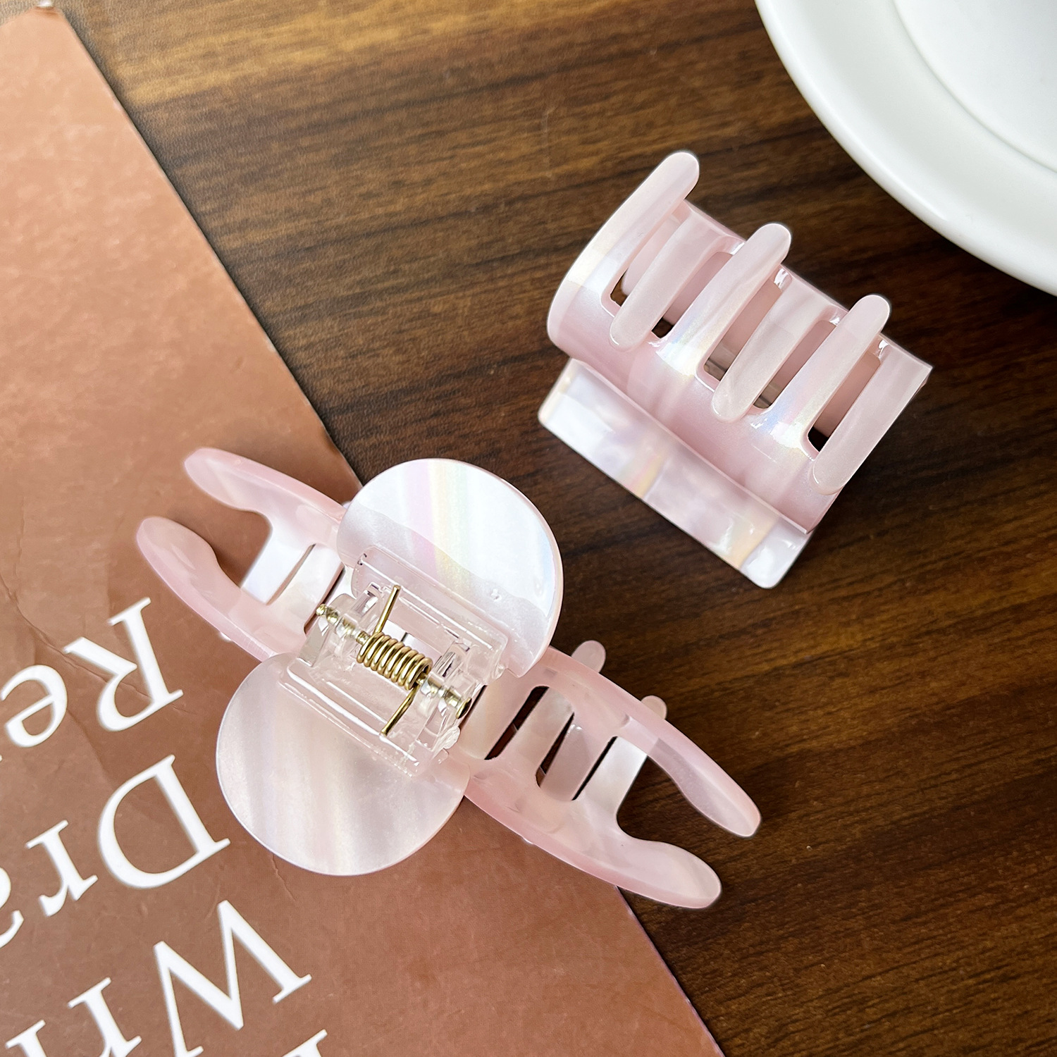 Cabecera de moda coreana acética imitación de helado tierno rosado rayas de color fantasía dulce clip para el cabello de la niña
