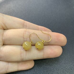 Natural Burmese A Jade 18K Inlaid with Yellow Patek Patek Earrings Earrings Earrings Earhooks for Men and Women Gift-giving Jewelry