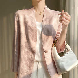 新中式国风盘扣西装外套新款女士高级时尚气质感显瘦时髦外搭上衣