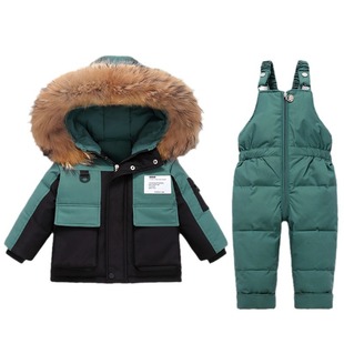 2024 New European and American Children's Down Jacket suit Two-piece Set for Boys and Girls 1-6 Years Old Winter Thickened Down Jacket