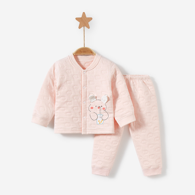 Bebé ropa de otoño pantalones largos otoño e invierno Bebé tocando fondo Delgado acolchado niños y niñas ropa dividida caliente traje de ropa interior para niños