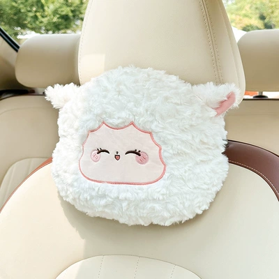 Waist support – Car Headrest and Lumbar Support - rabbit-fur-frosted-lamb-head-pillow-white