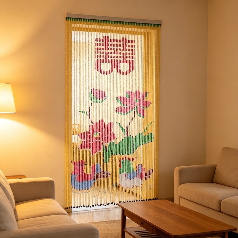 Retro Chinese-Style Bead Curtain Door Curtain Partition Curtain for Living Room, Entrance, Bedroom, Multifunctional Door Curtain, Feng Shui Curtain Retro Chinese-Style Bead Curtain Door Curtain Partition Curtain for Living Room, Entrance, Bedroom, Multifunctional Door Curtain, Feng Shui Curtain