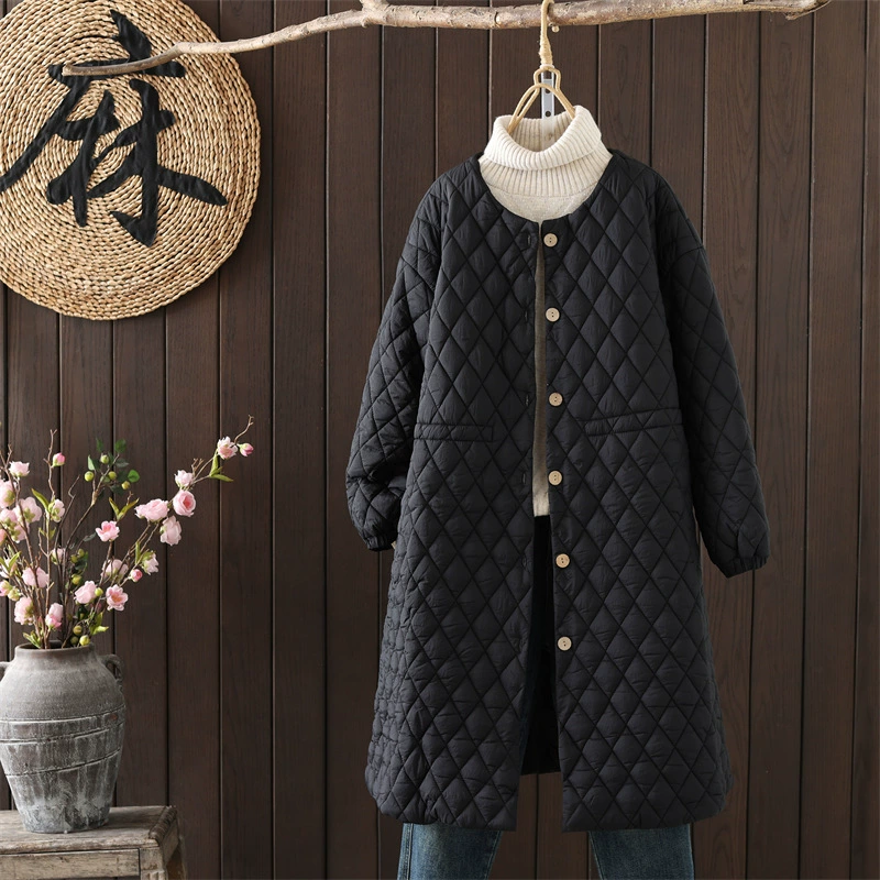 Новые женские топы 2023 года с хлопковой подкладкой, стеганые однотонные модные женские куртки средней длины из хлопка…
