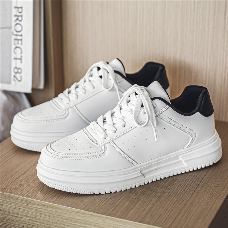 Herren Freizeitschuhe Aus Leder In Weiß Modische Sneaker_voghion.com