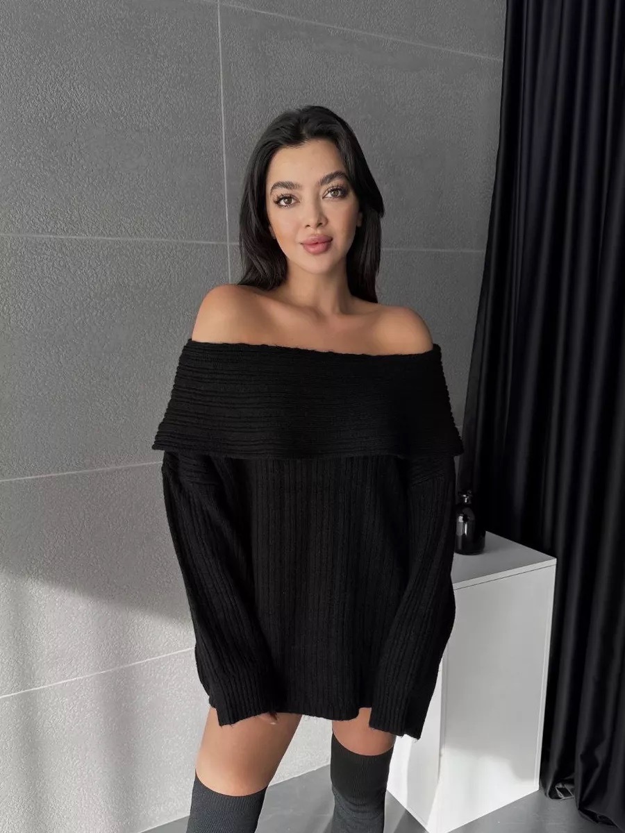 Off-Shoulder Knit Sweater – Long Sleeve(S-XL, 4 Colors, Sexy Drop Neckline, British-Inspired, Work-to-Party Versatile)​_ecoleips.com