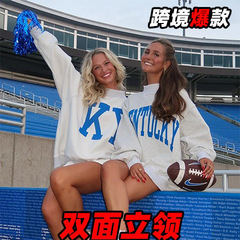 反穿式双面假领立领跨境大学球队比赛赛事烫画卫衣一件定 制