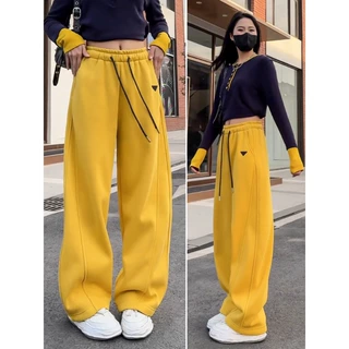 宽松慵懒风显瘦阔腿裤女2025新款小个子弯刀裤高腰垂坠感运动卫裤