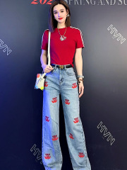 新商品の赤い丸首のプリントはtシャツの上着を修理します。