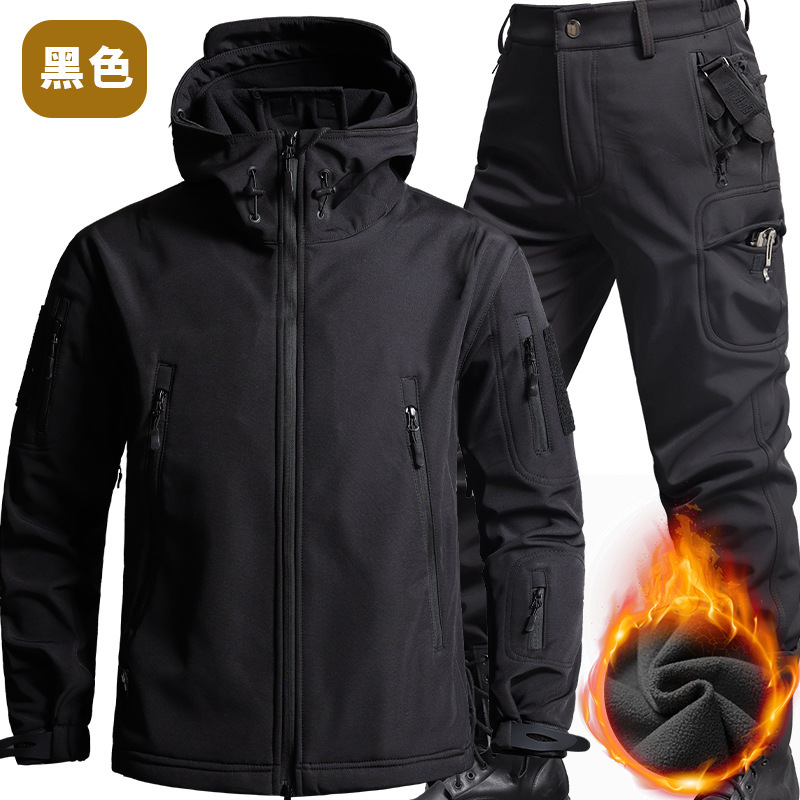 冲锋衣套装男户外秋冬防水加绒加厚工作服防风登山骑行保暖劳保服|undefined
