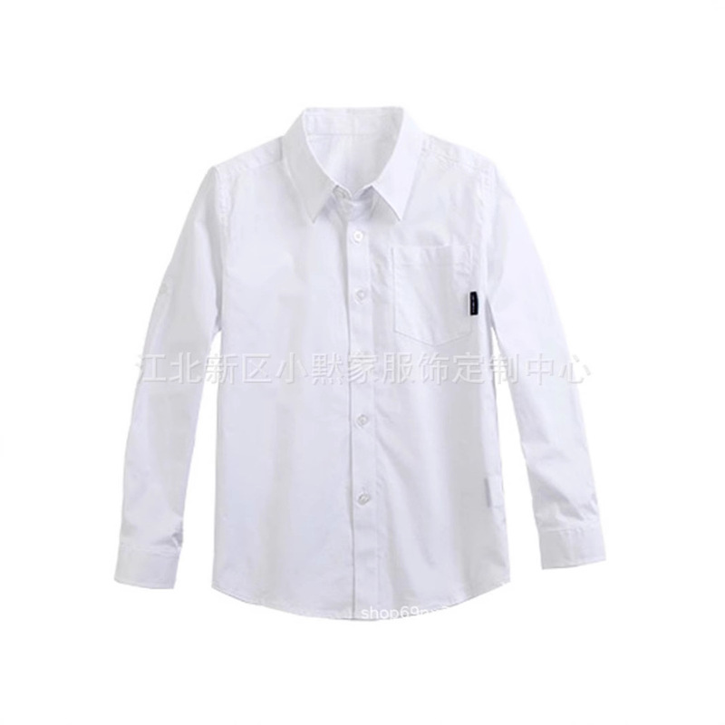 Eton Gide's Same Style Student Uniform White Shirt Long-Sleeved Shirt Preppy Style Shirt Boy's Long-Sleeved Flap Pocket Pants