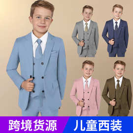 新款男童主持表演服装儿童婚礼生日宴气质英伦风帅气西服套装礼服