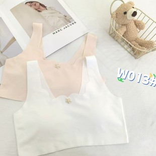 013 new girl ice silk underwear seamless fixed cup solid color vest 9-15 years old student development underwear wholesale