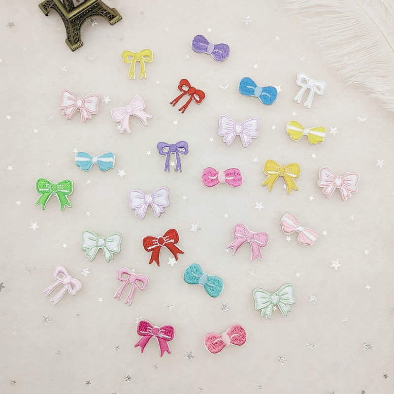 Na's Self-Adhesive Cute Embroider Flower Bow Accessories Decal Cloth Stickers Longxiang Bag Decorative Decal Patch Stickers