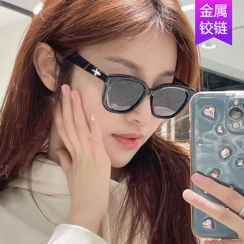 Internet celebrity Qin Xiaoxian's same style square star  new khaki sunglasses trendy sunglasses square and versatile