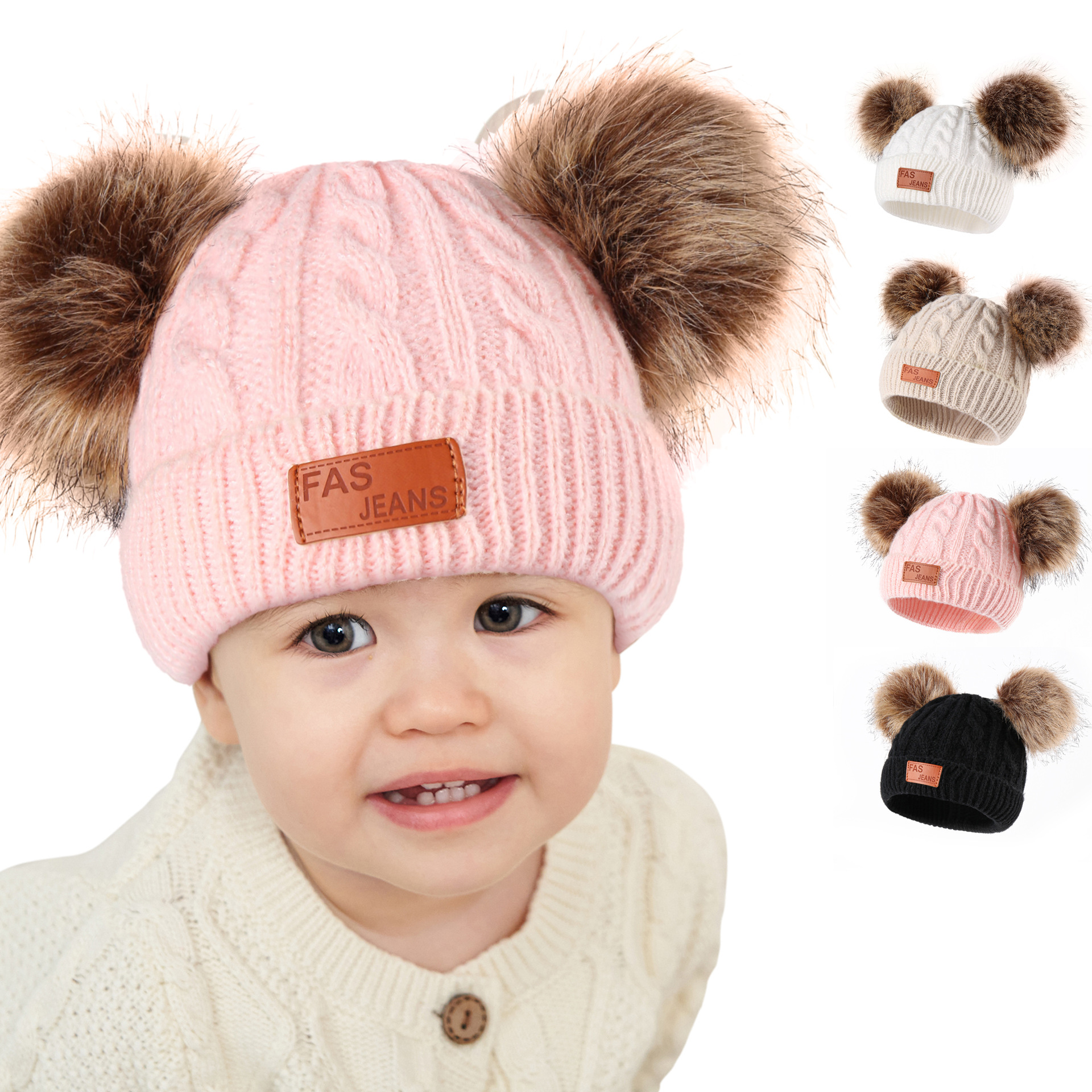 Children Unisex Gender Woolen Fabric Fashion Solid Color Pom Poms Woolen Baby Accessories