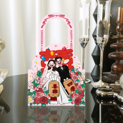 ネット赤手描き喜糖箱喜糖袋かわいい手描きイラスト婚約結婚領収書糖果箱手提げテーブル糖箱