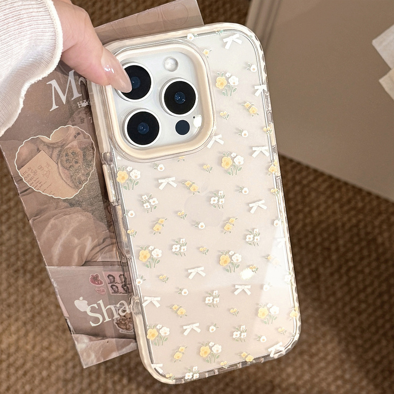 小清新黄色碎花适用iPhone16苹果15手机壳17promax防摔13透明11软|undefined