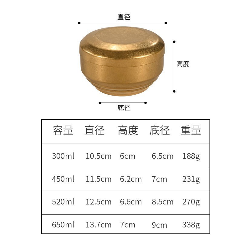 复古304不锈钢米饭碗带盖韩式双层防烫汤碗商用做旧金色料理小碗|undefined