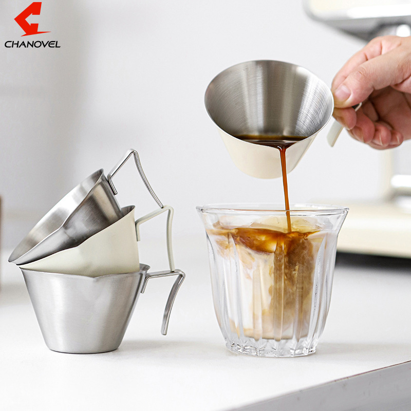 304 stainless steel espresso cup with spout hand-brewed coffee extraction measuring cup ounce Zetian cup milk cup liquid cup