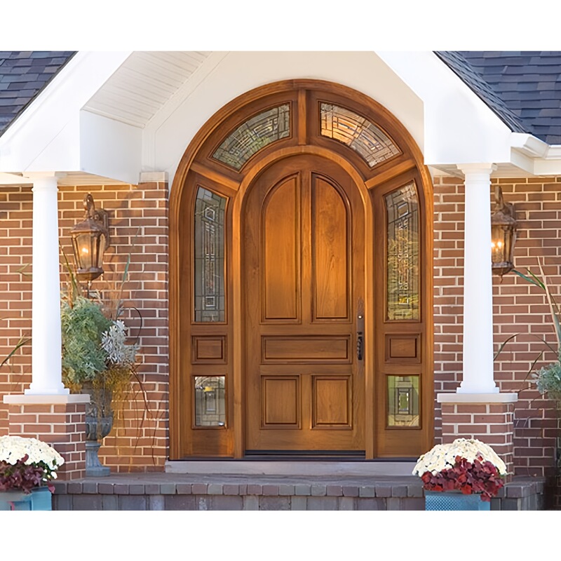One Piece of Wholesale French-Style Curved Glass Front Door, Painted Solid Wood Arched Wooden Entrance Door, Solid Wood Curved Main Door