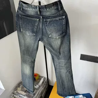 网红复古牛仔裤男水洗直筒微喇美式夏季高街vibe痞帅裤子修身显瘦