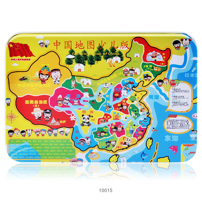 Transfronterizo 100 piezas de caja de hierro puzzle infantil educación temprana rompecabezas dibujos animados de madera agencia de educación plana al por mayor