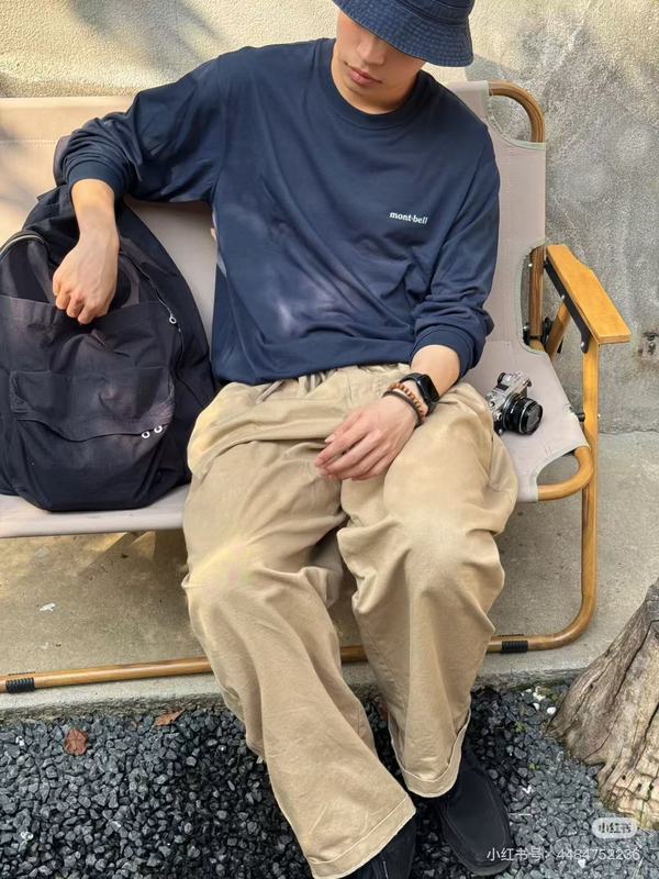 跨境美家Mont*b 秋季户外长袖字母印花圆领套头速干纯色T恤男女款|undefined