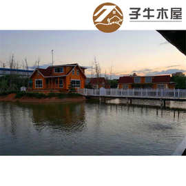 可移动木屋安装服务户外可移动木别墅图片水边二层隔音保温木屋