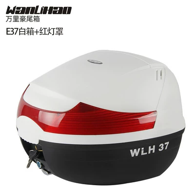 125 Motorcycle Tail Box | Motorcycle trunk - e37-white-box-red-lampshade