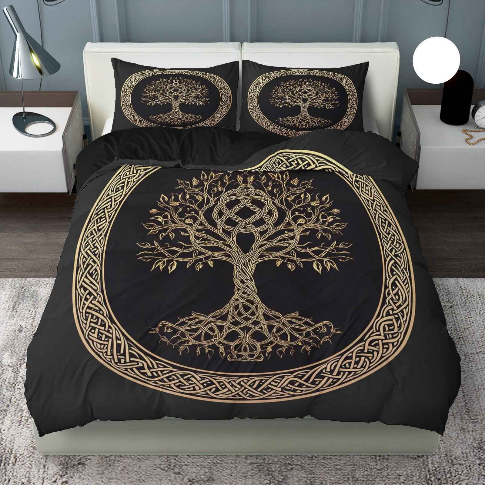 TEMU / JIT Fantasía Celtic Nudo Life Tree Moist Print Digital Kit de colcha de tela para el hogar