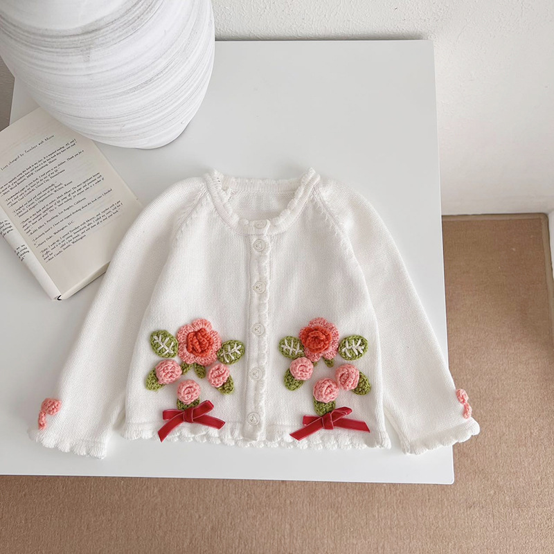 Fashion Flower Button 100% Cotton Hoodies & Sweaters display picture 3