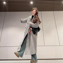 秋冬女毛呢灰色大衣2025新款韩系穿搭超好看高级感加长款气质外套