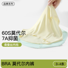 女性用60Sモーダル下着3～4枚、マルベリーシルク抗菌クロッチ、柔らかく快適、シームレスなシームレスワンピースブリーフ