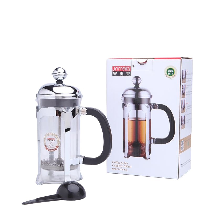 Jinmeilai francés presión olla de vidrio cafetera hogar francés filtro olla resistente al calor fabricante de té taza de filtro de café al por mayor