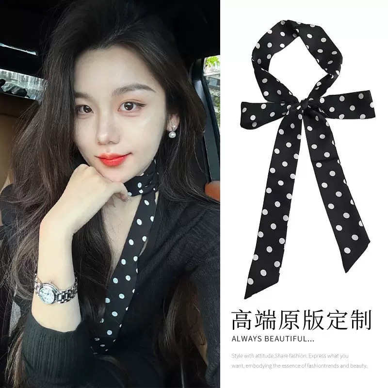 슈퍼 파이어 ~ 웨이브 도트 쉬폰 긴 스카프 벨트 모든 경기 틈새 디자인 목 액세서리 프랑스 스카프