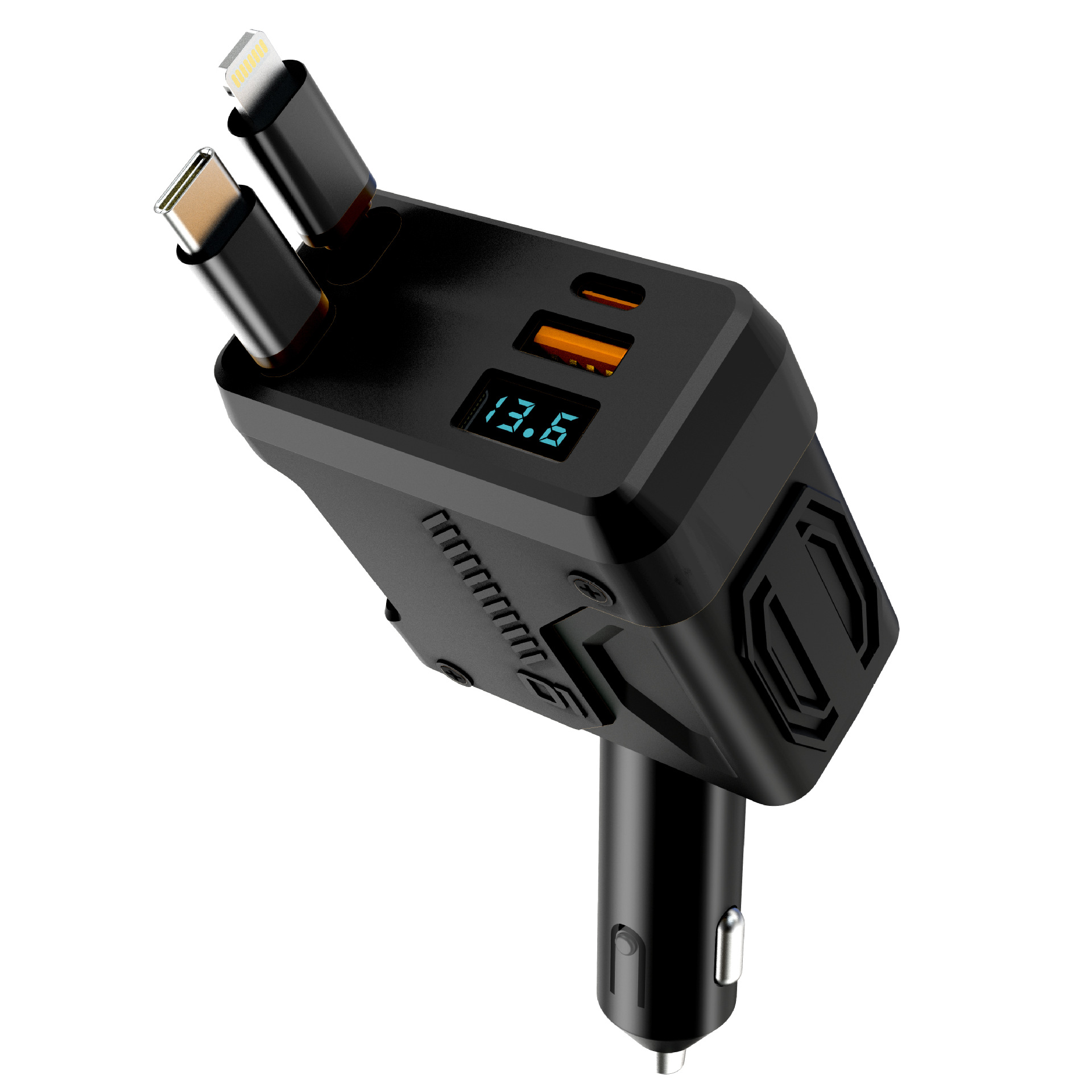 cable telescópico un remolque cuatro cargador rápido de automóvil cargador de automóvil encendedor de cigarrillos enchufe de conversión pd detección de voltaje cargador de automóvil image 7